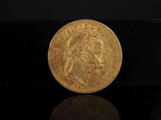Vente aux enchères Une pièce de 20 Francs / 8 Forint or, 1875-KB. FRAIS ACHETEURS 10% HT.