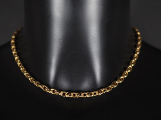Vente aux enchères Collier ras de cou en or jaune 750, maille entrelacée. Long. 38 cm Poi
