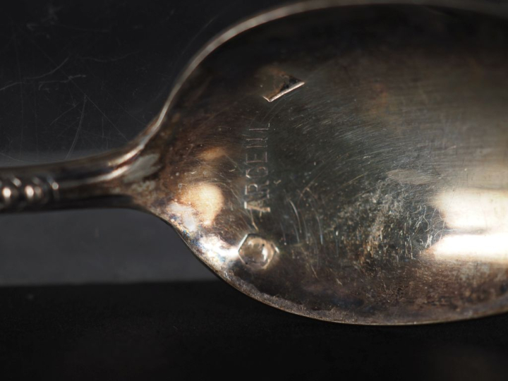 Dix différentes cuillères en argent 925, poinçon Minerve, à décor de b