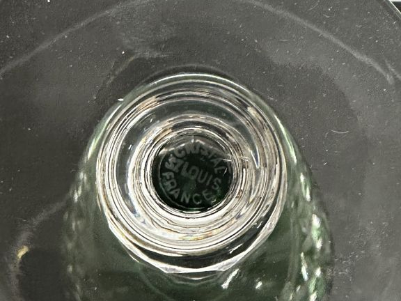 SAINT-LOUIS. 5 verres à vin du Rhin en cristal bicolore vert et transl