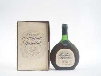 Vente aux enchères 1 BOUTEILLE TRÈS VIEIL ARMAGNAC DAMBLAT - 1950 - COFFRET (ABIMÉ) - NIV