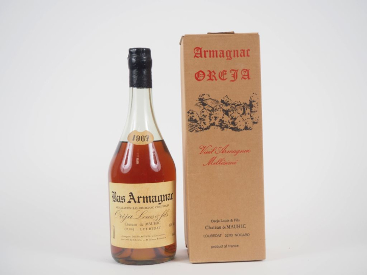 1 BOUTEILLE BAS ARMAGNAC CHÂTEAU DE MAUHIC OREJA 45% - 1967 - COFFRET 