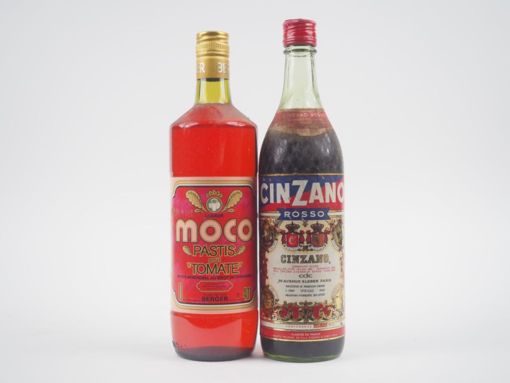 2 BOUTEILLES : 1 PASTIS MOCO GOUT TOMATE/ 1 VERMOUTH CINZANO ROSSO 