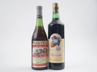 Vente aux enchères 2 BOUTEILLES VDN: 1 BANYULS GC 'TERRE ROCHEUSE' 1959 / 1 RIVESALTES