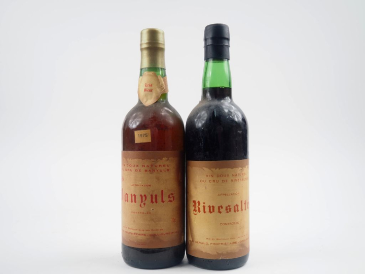 2 BOUTEILLES VDN DR GERAUD : 1 BANYULS 'CUVÉE RÉSERVÉE' 1975 / 1 RIVES