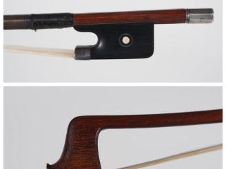 Vente aux enchères Archet de violon d'André Morizot monté argent, garniture legère - Cert