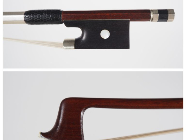Archet de violon d'Emile Ouchard monté maillechort, certificat Raffin.