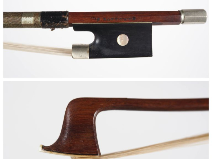 Archet de violon en pernambouc monté maillechort des atelier JTL certi