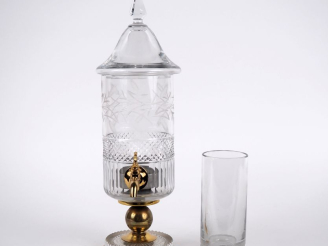 Vente aux enchères Fontaine à absinthe en verre et métal doré H. 38 cm