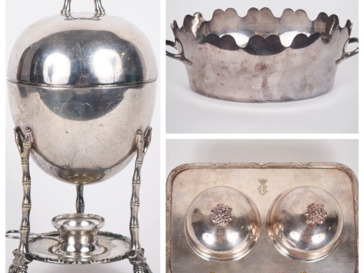 Oeufrier anglais en métal argenté une verrière de style Louis XV en mé