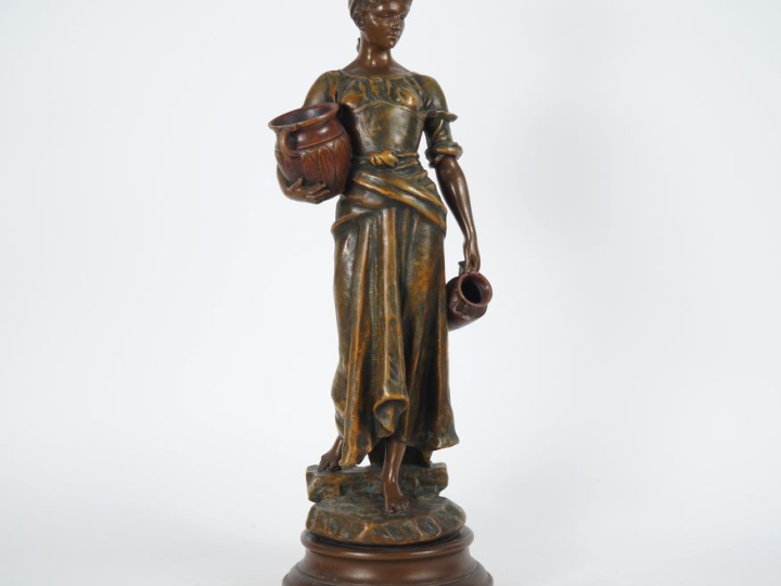 A. J. SCOTTE.  "retour de source" Sculpture en régule polychrome Signé