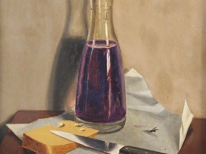 Nicklaus STOECKLIN.    "Nostrano" (Tessin 1949). Huile sur isorel.  Si