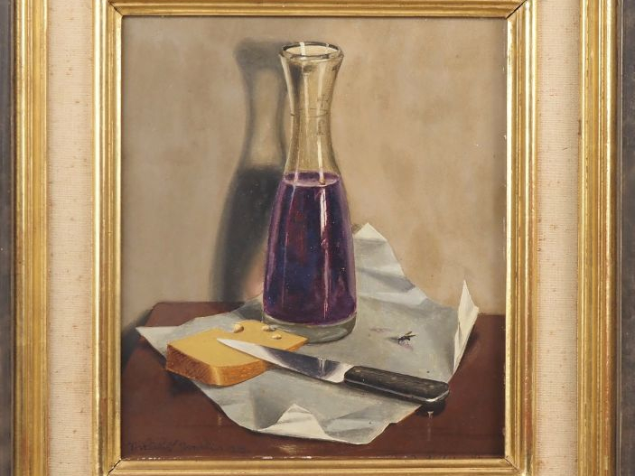Nicklaus STOECKLIN.    "Nostrano" (Tessin 1949). Huile sur isorel.  Si
