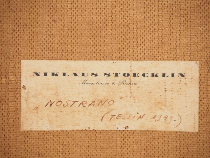 Nicklaus STOECKLIN.    "Nostrano" (Tessin 1949). Huile sur isorel.  Si