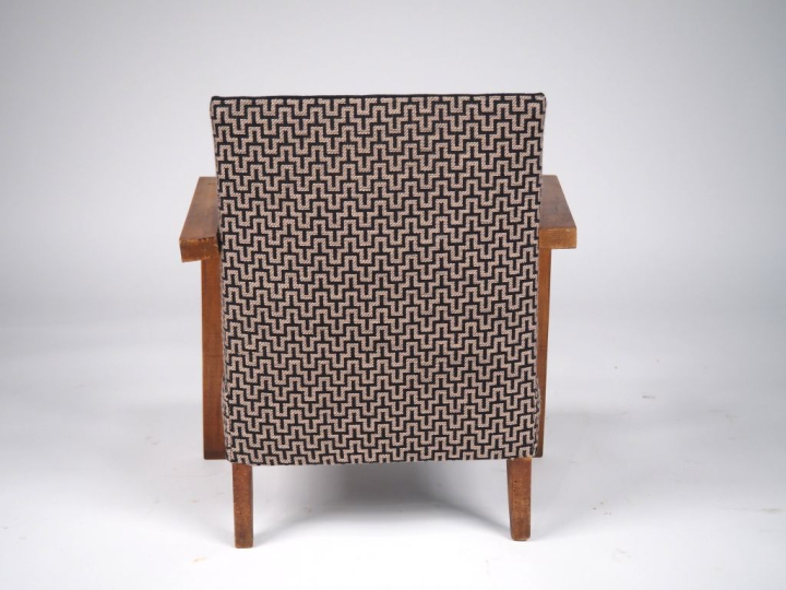 Fauteuil pour enfant Art Déco, garniture de tissu à motifs géométrique