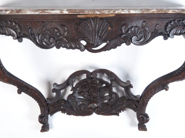 Console d'applique Napoléon III de style Louis XV en bois sculpté et v
