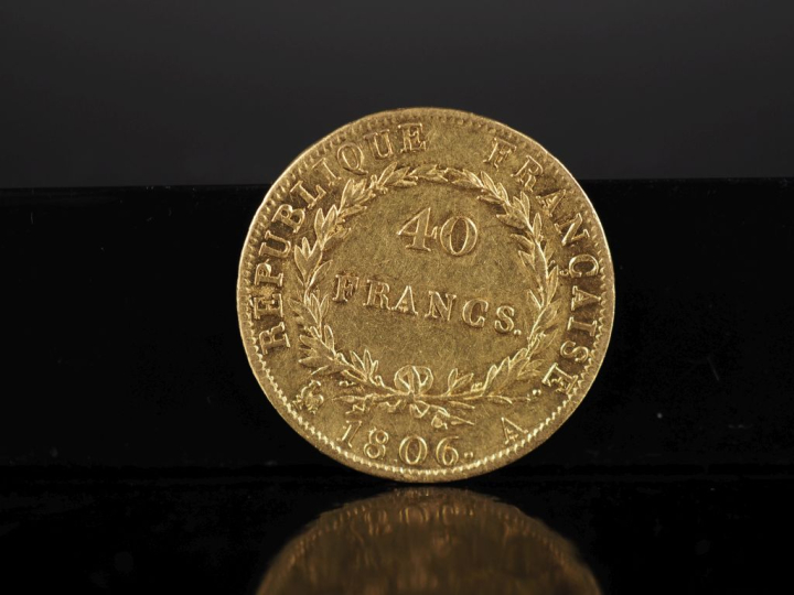Pièce de 40 Francs or, Napoléon Empereur, 1806-A. FRAIS ACHETEURS 10% 