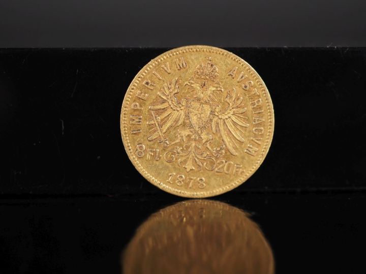 Pièce de 8 Florin/20 Francs or, François-Joseph I, 1878. FRAIS ACHETEU