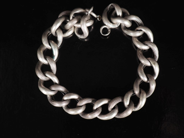 Bracelet souple en argent, maille gourmette, composé de maillons lisse