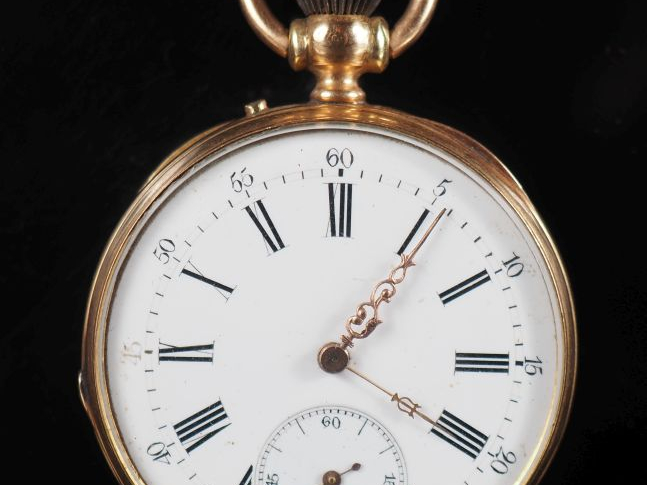 Montre de gousset Napoléon III en or jaune 750. Cadran à chiffres roma