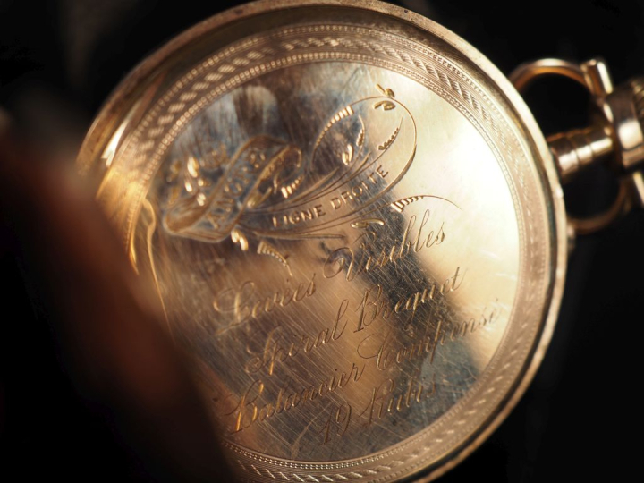 Montre de gousset Napoléon III en or jaune 750.  Cadran à chiffres ara