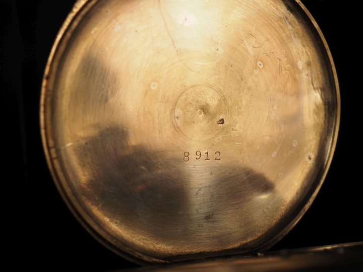 Montre de gousset Napoléon III en or jaune 750.  Cadran à chiffres ara