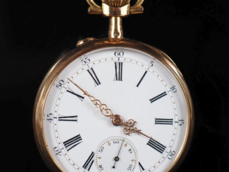 Vente aux enchères Montre de gousset Napoléon III en or jaune 750.  Cadran à chiffres rom