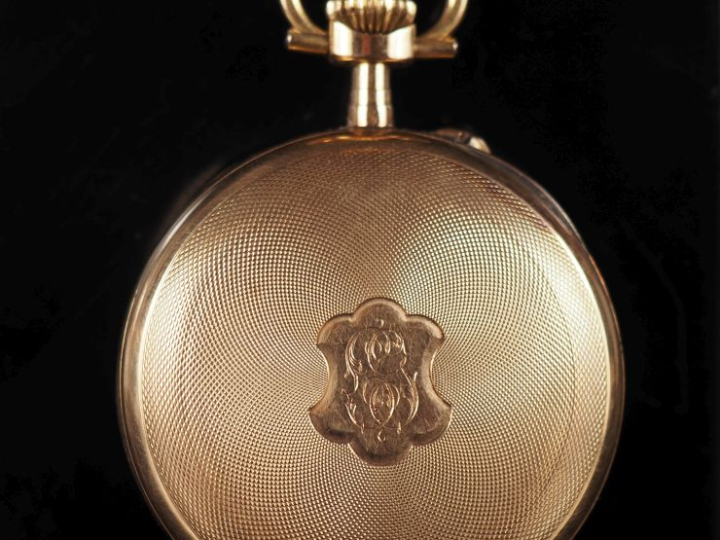 Montre de gousset Napoléon III en or jaune 750.  Cadran à chiffres rom