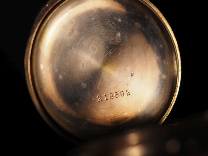 Montre de gousset Napoléon III en or jaune 750.  Cadran à chiffres rom