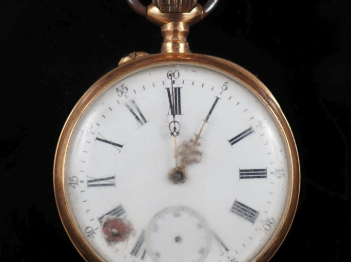 DUCROS REGUET Montre de gousset Napoléon III en or jaune 750.  Cadran 