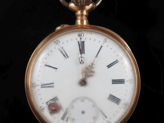 Vente aux enchères DUCROS REGUET Montre de gousset Napoléon III en or jaune 750.  Cadran 