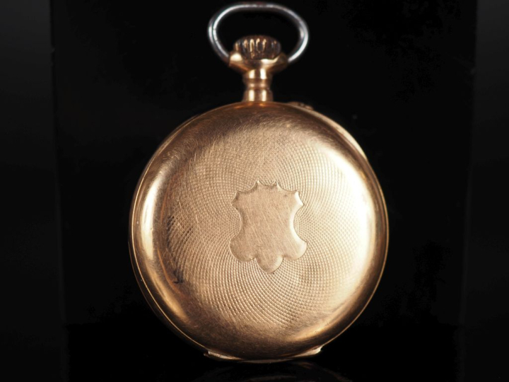 DUCROS REGUET Montre de gousset Napoléon III en or jaune 750.  Cadran 