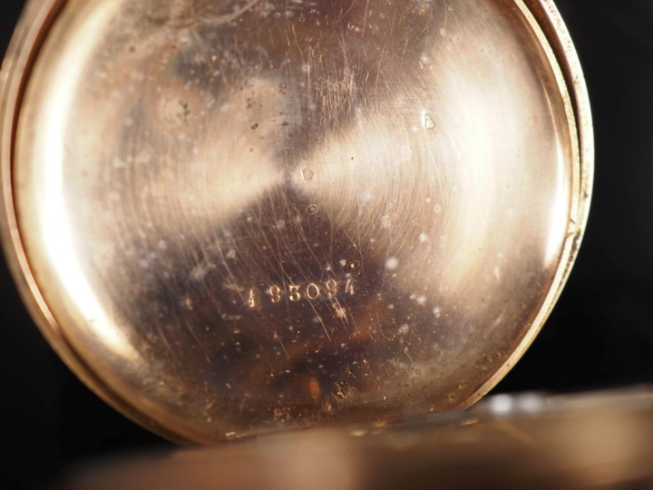 DUCROS REGUET Montre de gousset Napoléon III en or jaune 750.  Cadran 