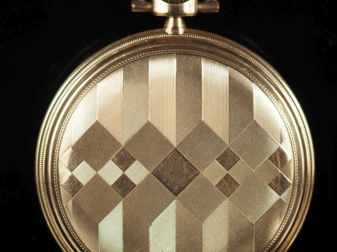 TEUTONIA Montre savonnette aveugle de style Art déco en or jaune 585. 