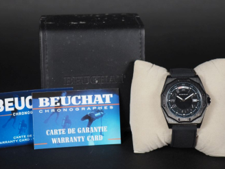 Vente aux enchères INCM by BEUCHAT, Chronographes Montre bracelet en acier noir.  Cadran 