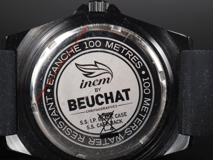 INCM by BEUCHAT, Chronographes Montre bracelet en acier noir.  Cadran 
