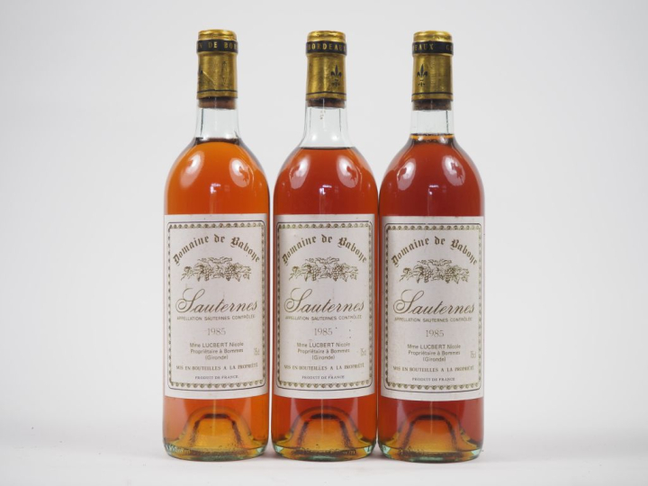 3 BOUTEILLES DOMAINE DE BABOYE SAUTERNES - 1985 - 2 LB 