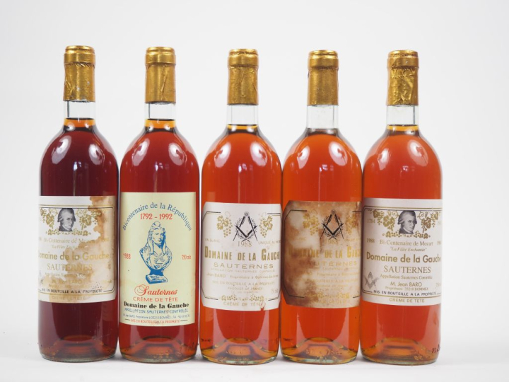 5 BOUTEILLES DOMAINE DE LA GAUCHE CRÈME DE TÊTE SAUTERNES - 1988 : 1 B