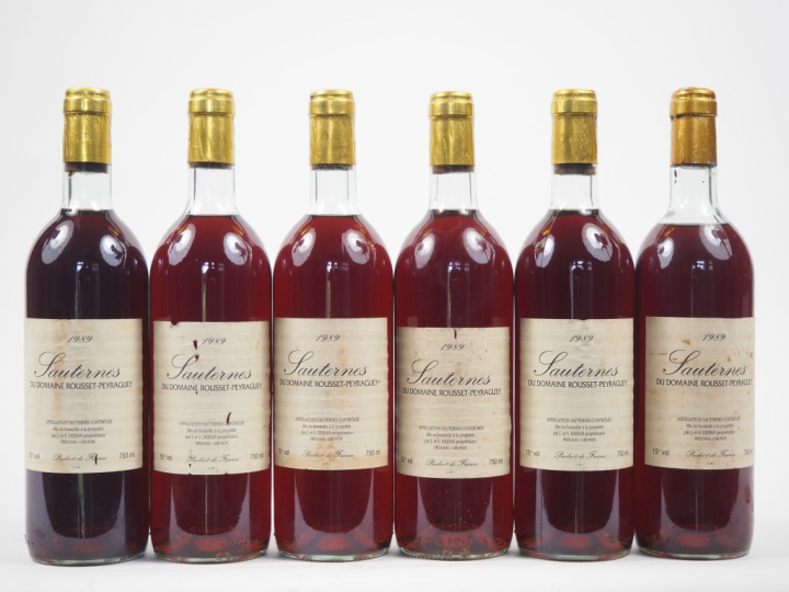6 BOUTEILLES DOMAINE ROUSSET PEYRAGUEY SAUTERNES - 1989 - 2 LB/1 HEP 