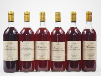 Vente aux enchères 6 BOUTEILLES DOMAINE ROUSSET PEYRAGUEY SAUTERNES - 1989 - 2 LB/1 HEP 