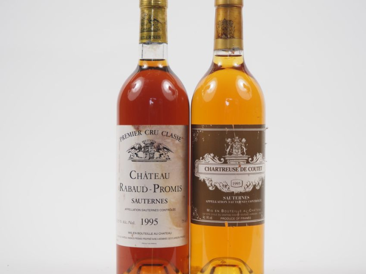 2 BOUTEILLES SAUTERNES de 1995 : 1 RABAUD PROMIS 1er CC ELT / 1 CHARTR