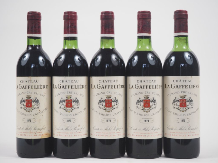 5 BOUTEILLES CHÂTEAU LA GAFFELIÈRE 1er GCC ST ÉMILION - 1979 - 3 BG/1 