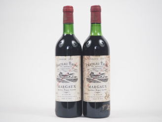 Vente aux enchères 2 BOUTEILLES CHÂTEAU TAYAC MARGAUX - 1980 - 1 BG/1 LB/ES 