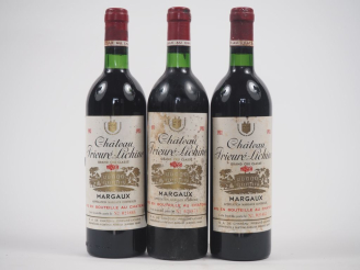 Vente aux enchères 3 BOUTEILLES CHÂTEAU PRIEURÉ LICHINE GCC MARGAUX - 1981 - BG/ET 