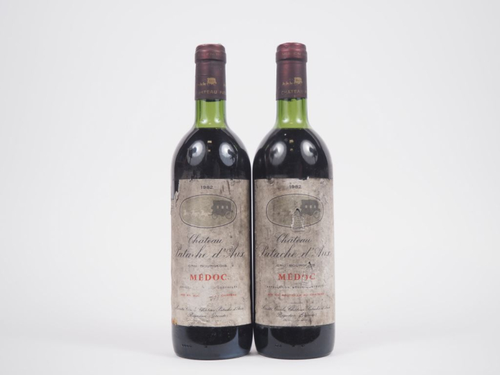 2 BOUTEILLES CHÂTEAU PATACHE D'AUX CB MÉDOC - 1982 - LB/EA 