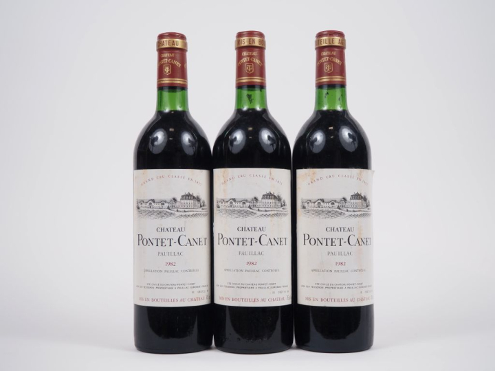 3 BOUTEILLES CHÂTEAU PONTET CANET GCC PAUILLAC - 1982 - BG/ETLA 