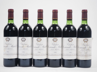 Vente aux enchères 6 BOUTEILLES CHÂTEAU SOCIAND MALLET HAUT MÉDOC - 1983 - 4 BG/2 LB/3 ET