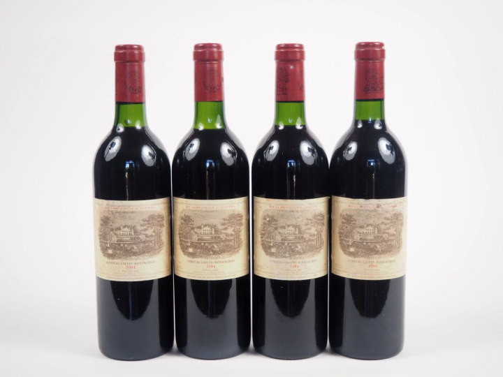 4 BOUTEILLES CHÂTEAU LAFITE ROTHSCHILD 1er GCC PAUILLAC - 1984 - 2 BG/