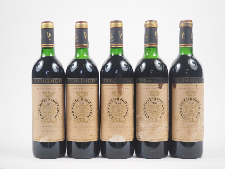 5 BOUTEILLES CHÂTEAU GRUAUD LAROSE GCC ST JULIEN - 1984 - 2 BG/1 LB/1 