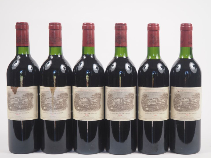 6 BOUTEILLES CHÂTEAU LAFITE ROTHSCHILD 1er GCC PAUILLAC - 1984 - 2 BG/
